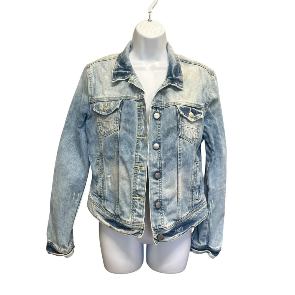 Walter Baker Distressed Light Wash Denim Jacket Size M